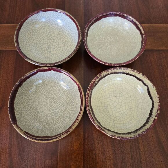 Pier 1 Crackle Collection Cereal / Soup Bowls Set Of 4 - Picture 1 of 9